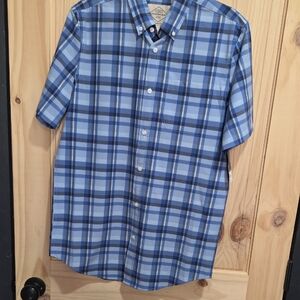 L.L. Bean Blue and White Plaid Men's Shirt